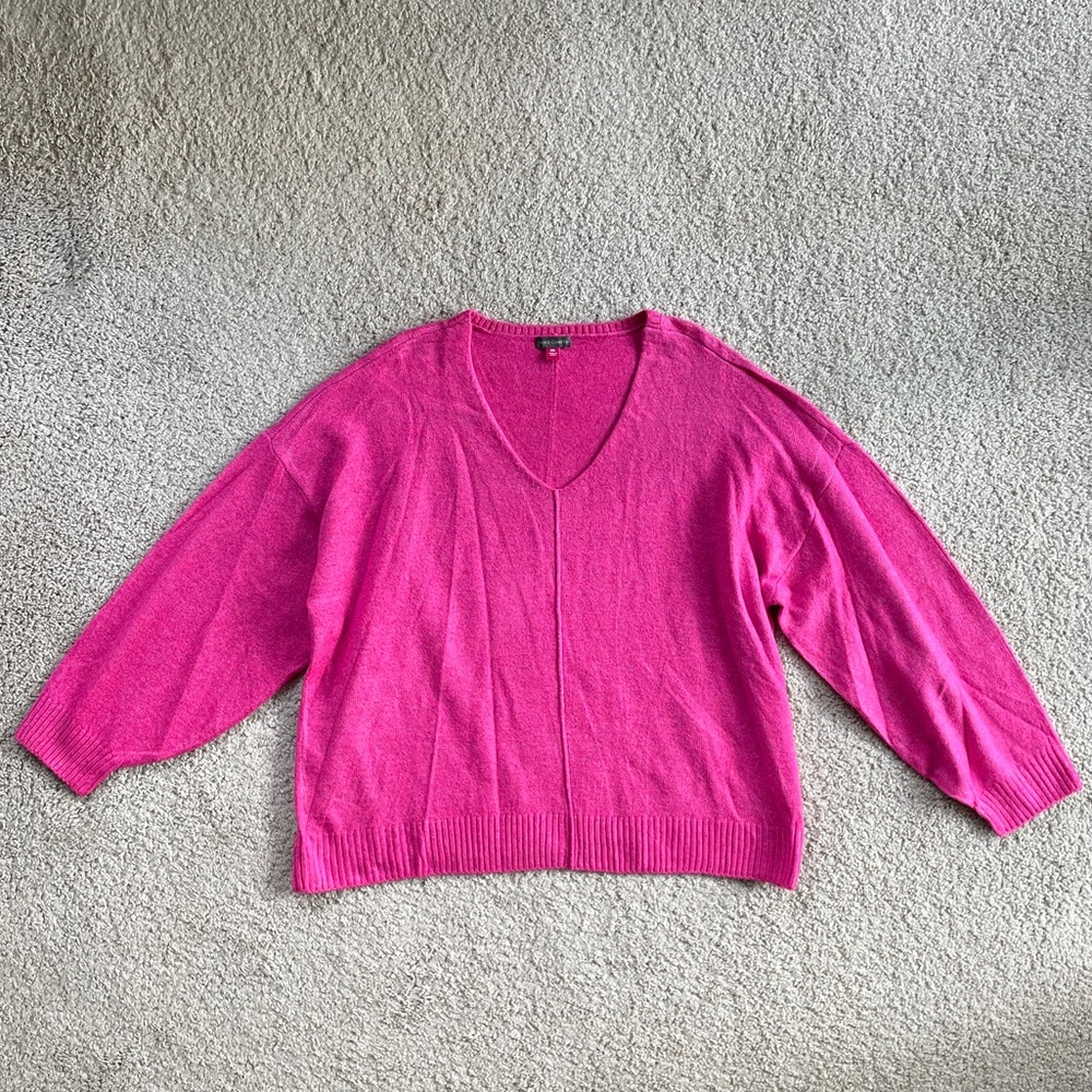 Vince Camuto Pink Purple V-Cut Balloon Long Sleeve Cozy Sweater Size XXL